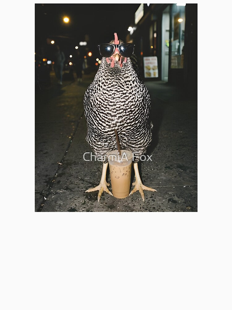 Chicken Drinking Iced Coffee by CharmiA Fox