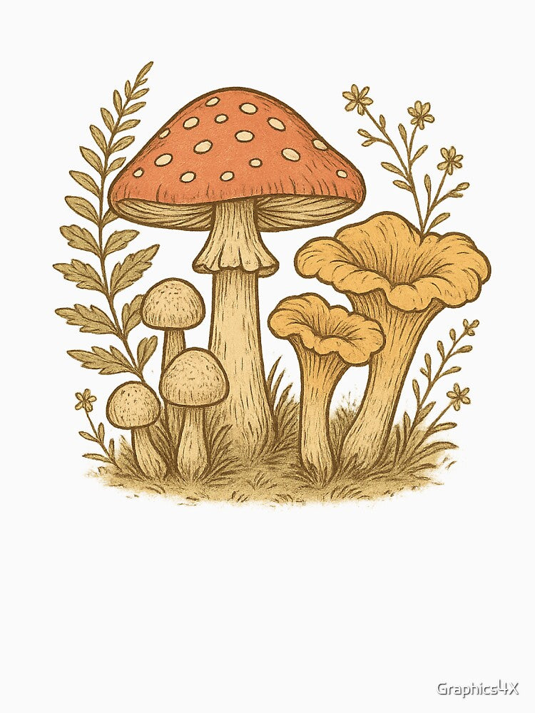 Cottagecore Mushroom Botanical Vintage Aesthetic Design by Graphics4X