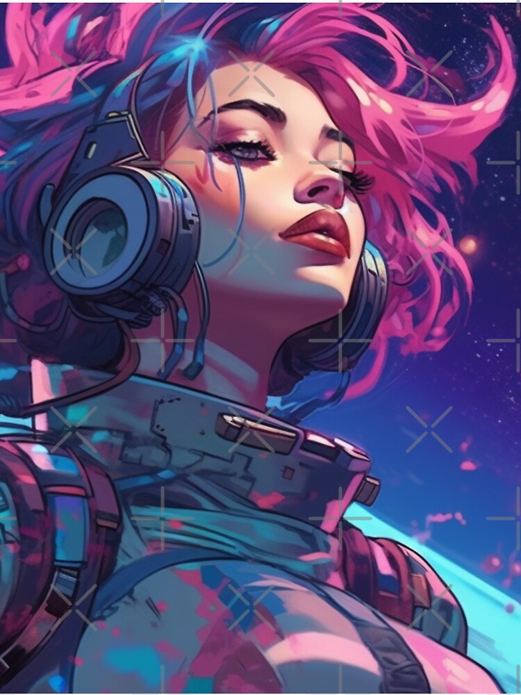 Vaporwave Cyberpunk Girl In Space by Nightarcade