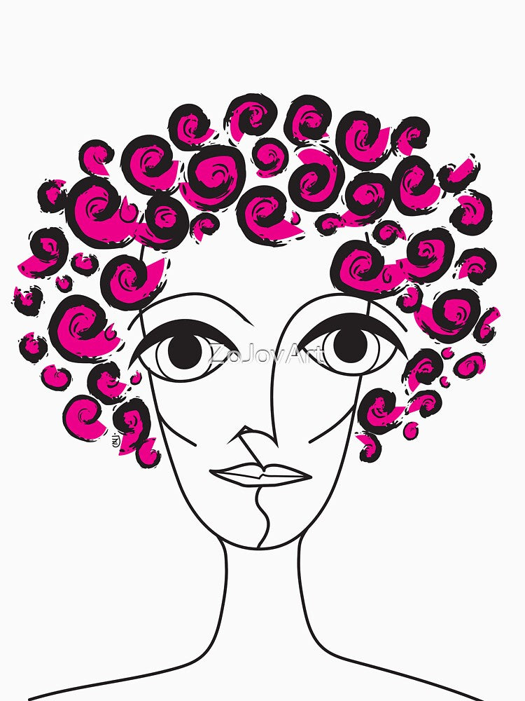 Pink Curly Lady Digital by ZoJovArt