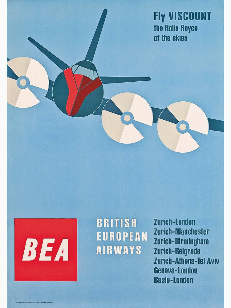 Vintage travel poster for airline by colliophoto