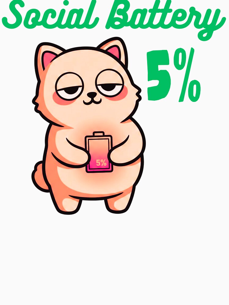 Social Battery 5% – Funny Low Energy Introvert Design by AdicretorDesign