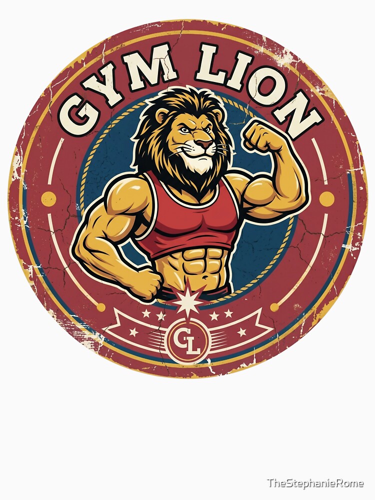 Gym Lion Strongman Vintage Retro Design – Funny Fitness Muscle Lion Graphic by TheStephanieRome