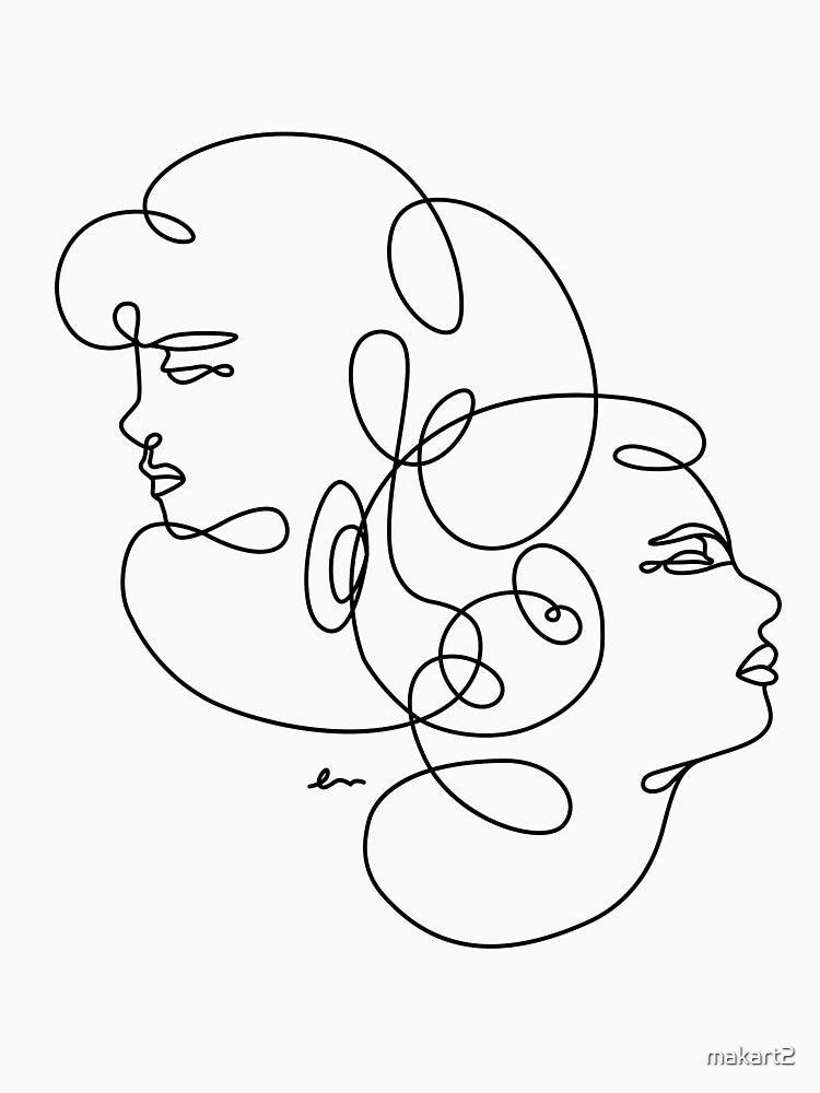 Linear Art Abstract Portrait Two Girls 2 by makart2