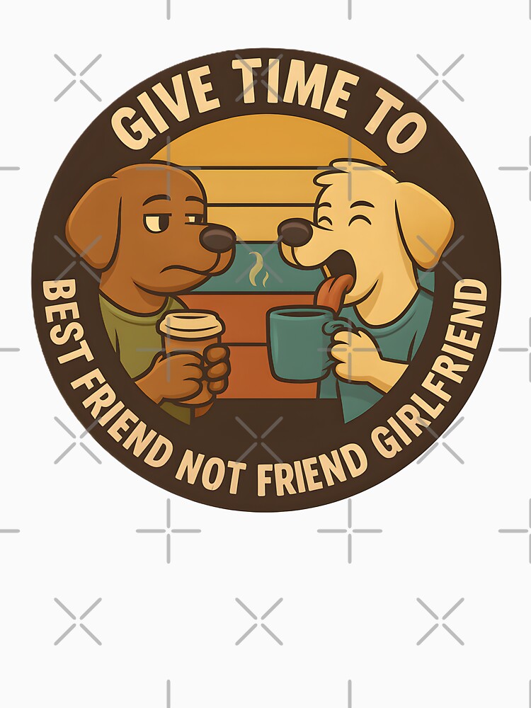 Funny Doggy Friends Design with Text "Give time to Best friend not friend girlfriend" text and Expressions and T shirt by Holadiseno