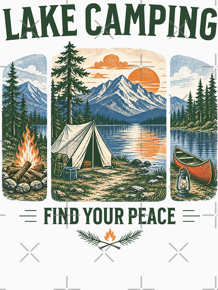 Lake Camping Find Your Peace Adventure Design by TeeVerse27