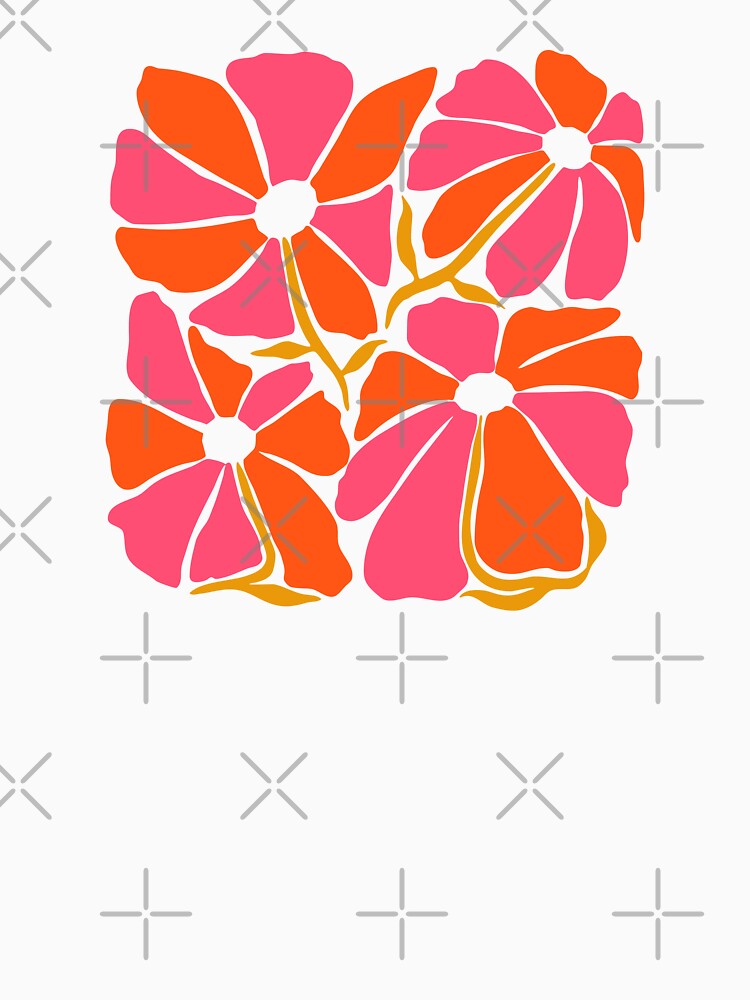 Oversized Orange and Pink Abstract Modern Flowers by EliveraDesigns Unisex , , , Long Sleeve Tee