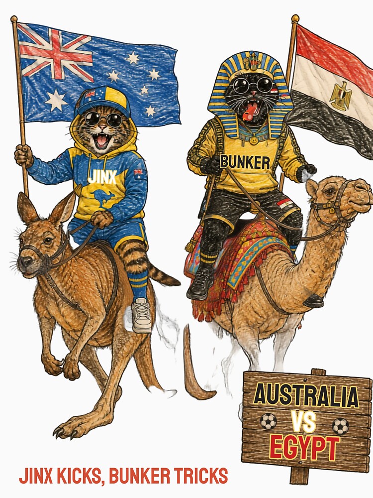 Australia vs Egypt Funny Cats World Cup Match by nexargraphics Unisex , , , Long Sleeve Tee