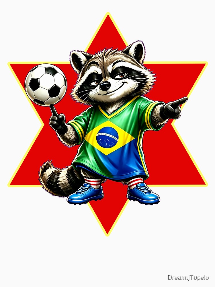 Confident Soccer Trash Panda Raccoon Street Football Mascot Art by DreamyTupelo Unisex , , , Long Sleeve Tee