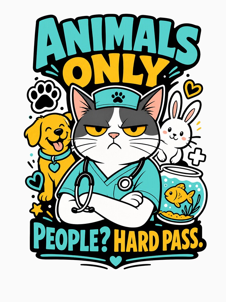 Vet Tech Funny Animals Only People Hard Pass by VisualArtsOasis
