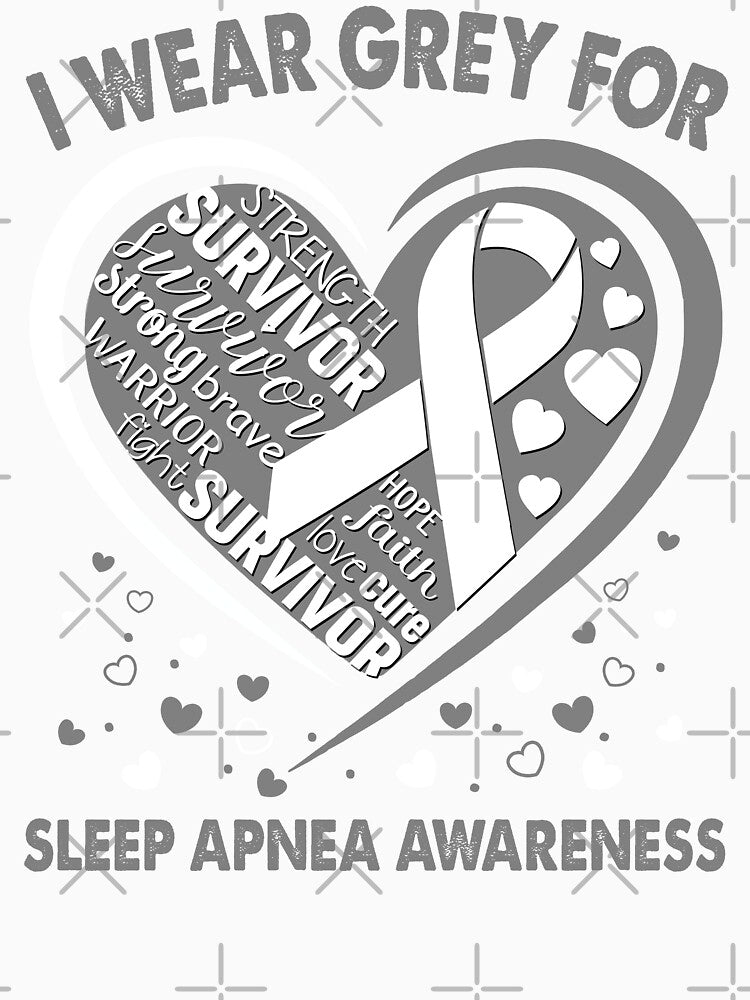 I Wear Grey For Sleep Apnea Survivor Heart Ribbon by heppenp