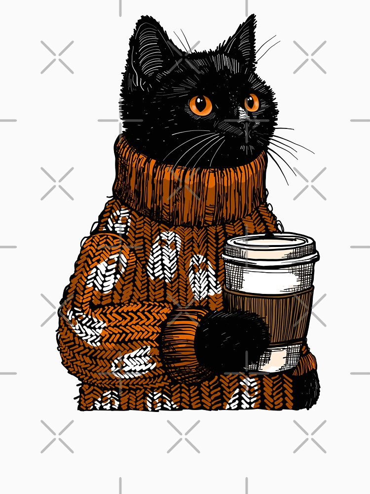 October Morning Coffee Cat by KilkennyCat Art