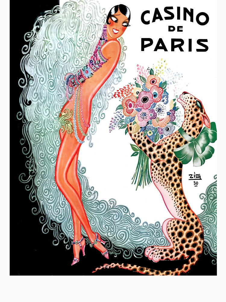 Josephine Baker Poster with her pet cheetah by heydayposters