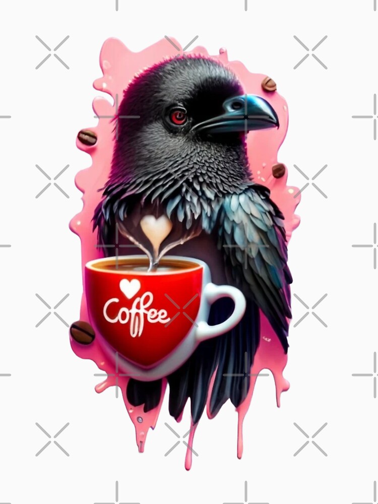 Raven loves coffee by ArtFeverShop