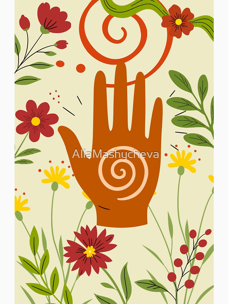 Mystic Healing Hand Botanical Boho Art by AllaMashycheva