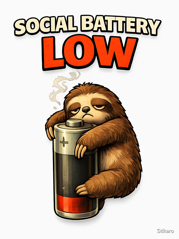 Social Battery Low Introvert Sloth by Stikaro