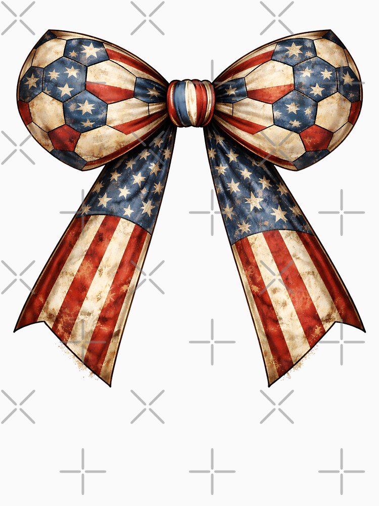 USA Patriotic Coquette Soccer Bow Ribbon – Football Fan Country Pride by MuniraWearify Unisex , , , Long Sleeve Tee
