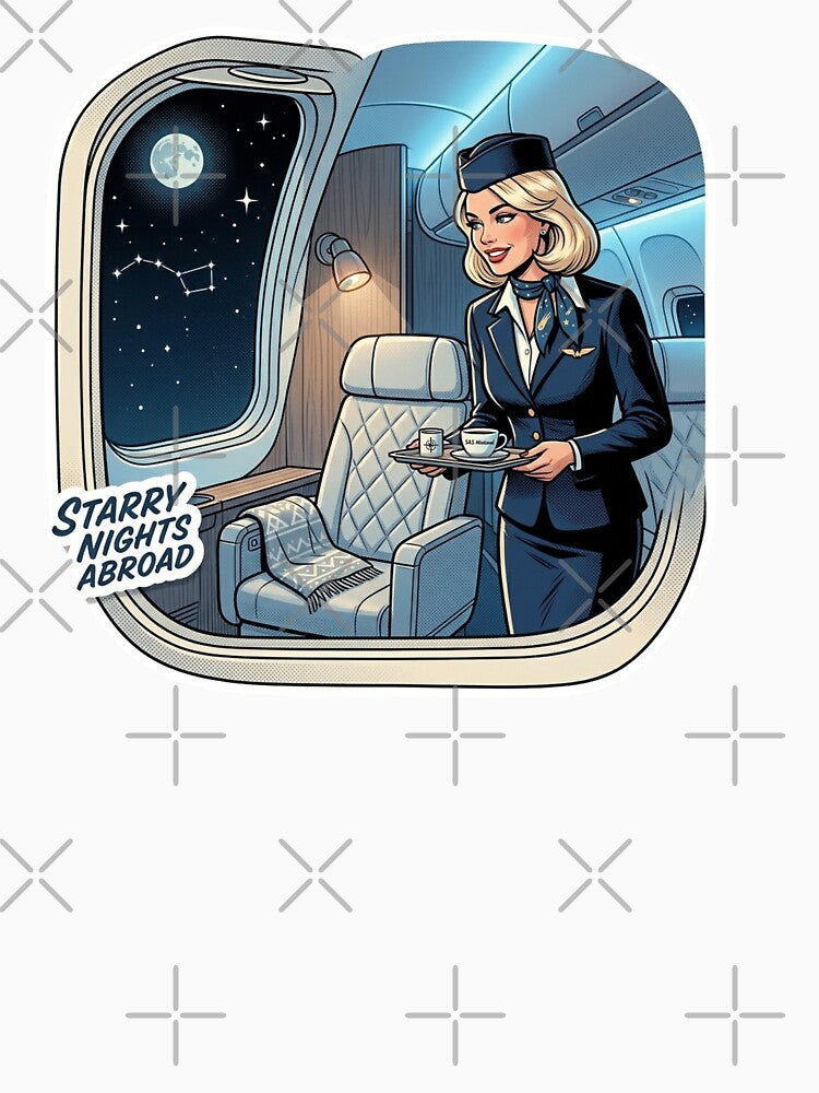 Scandinavian Stewardess Retro Airline Travel Aesthetic Minimal Flight Attendant Design by VectorJoy