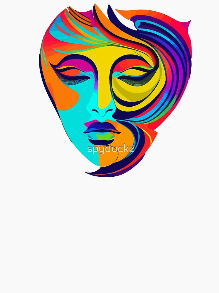 Woman Colorful Whimsical Face by spyduckz