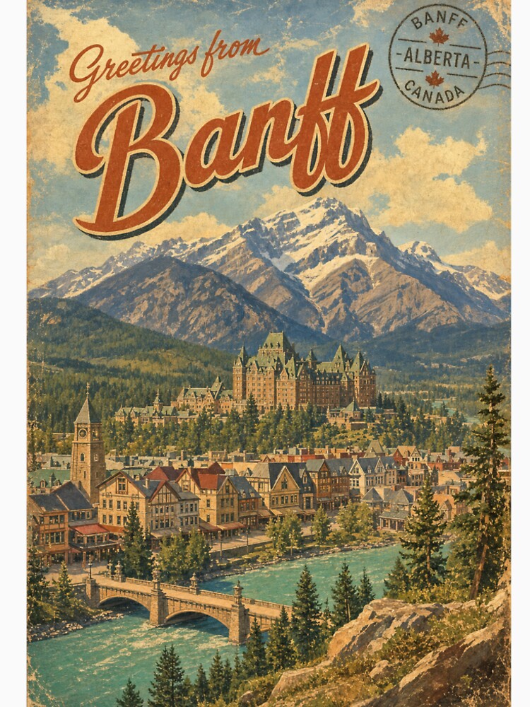 Banff Canada Travel Souvenir - Retro Illustration by VisualArtsOasis
