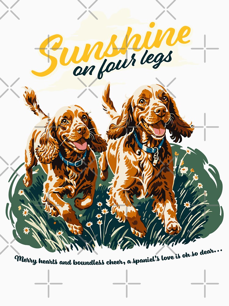 Frolicking Cocker Spaniels Retro Dog Art, Two Gentle Charming Pups, Special Gift for Dog Moms by furrlieben