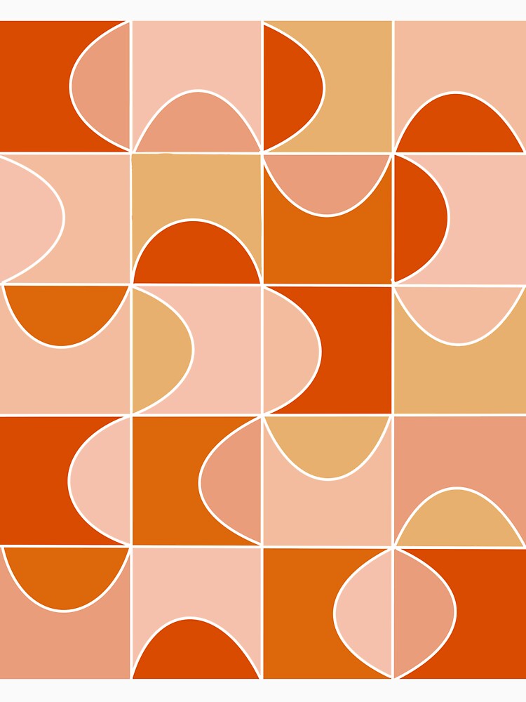 Orange Mid-Century Modern Pattern by WildeandCo Unisex , , , Long Sleeve Tee