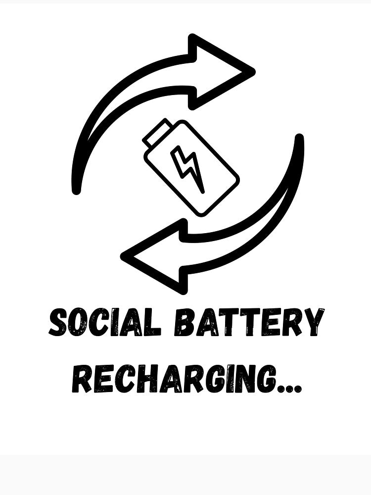 Social Battery Recharging - Funny Introvert Low Energy Meme by khaoulaassila