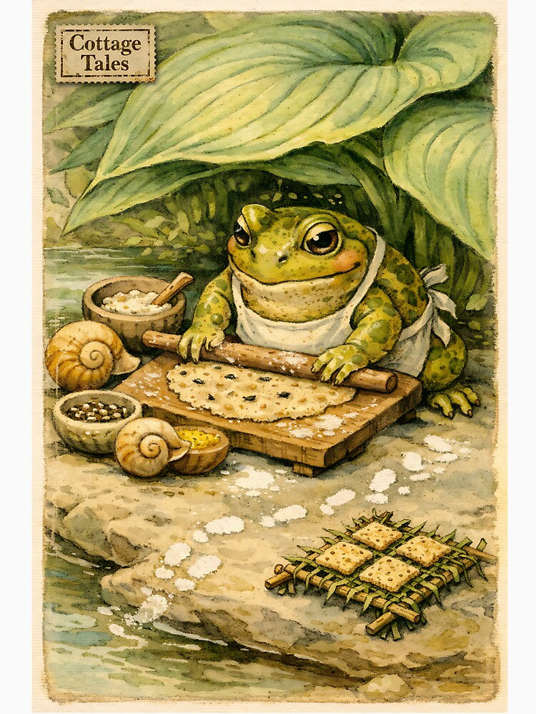 The Pond-Side Pastry Chef - Cottagecore Frog by bapupa
