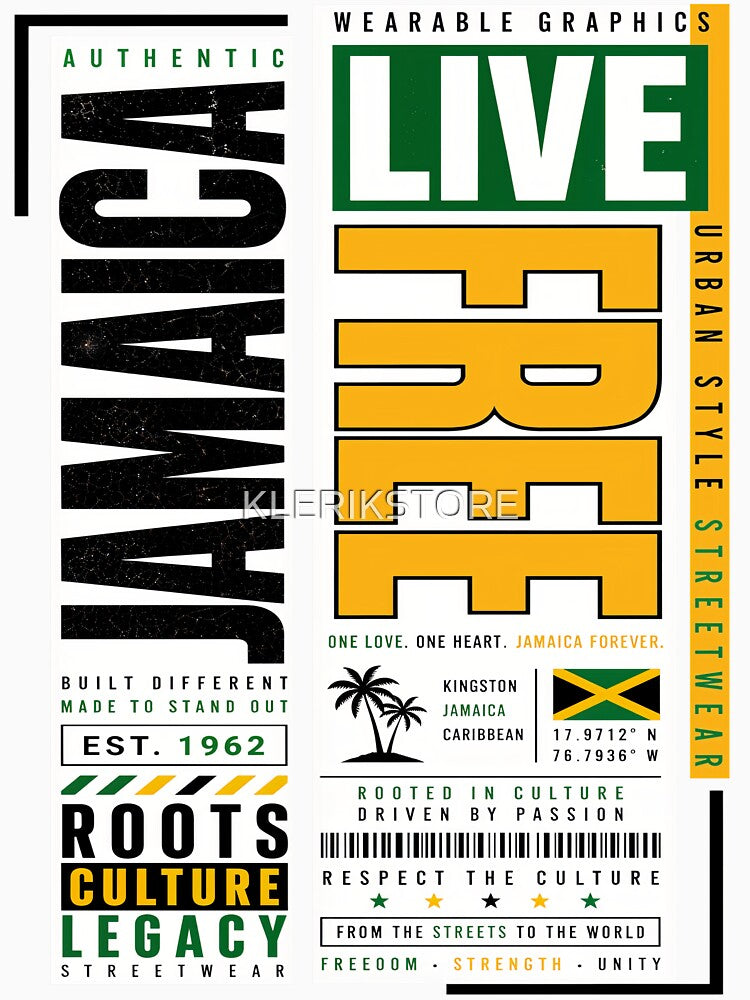 Jamaica Live Free Urban Style Streetwear by KLERIKSTORE Unisex , , , Long Sleeve Tee