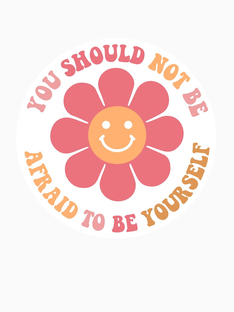 Floral Be Yourself Retro Groovy Colorful Block Letter Design by redbubbleart18