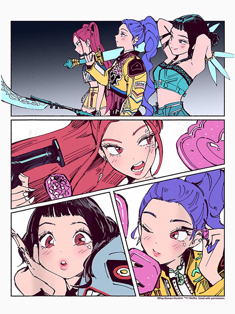 Kpop Demon Hunters Huntrix Manhwa Panels Poster by Emilia Maurice