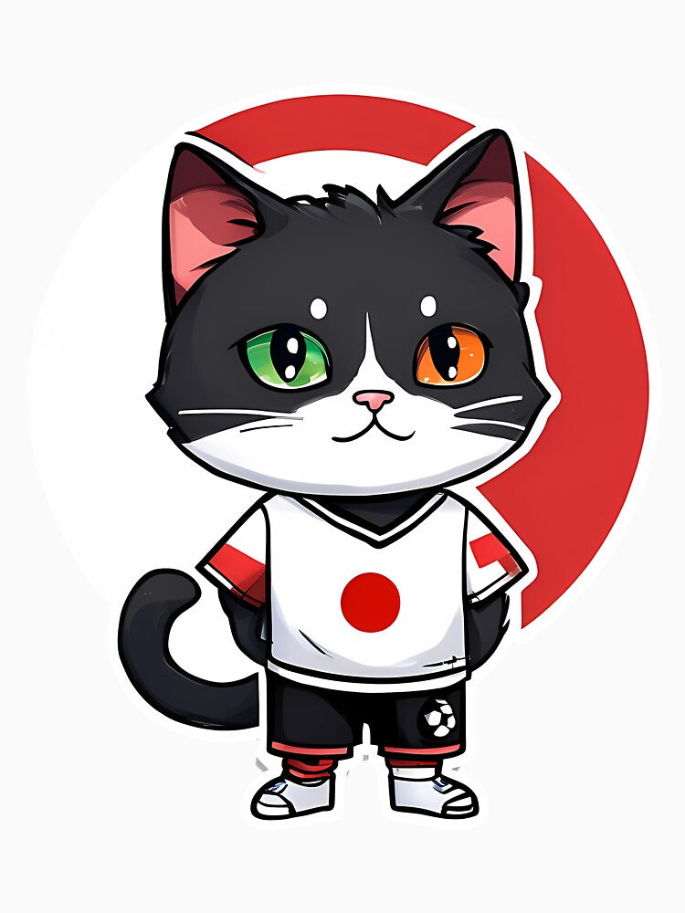 Japan Sports Team A Cat Wearing Colours Of Japanese Flag D18 by nolanaygiz Unisex , , , Long Sleeve Tee