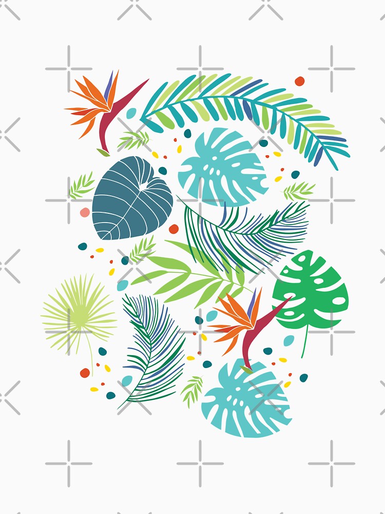 Tropical Leaves & Bird of Paradise – Colorful Jungle Botanical Pattern by Mrsmauve