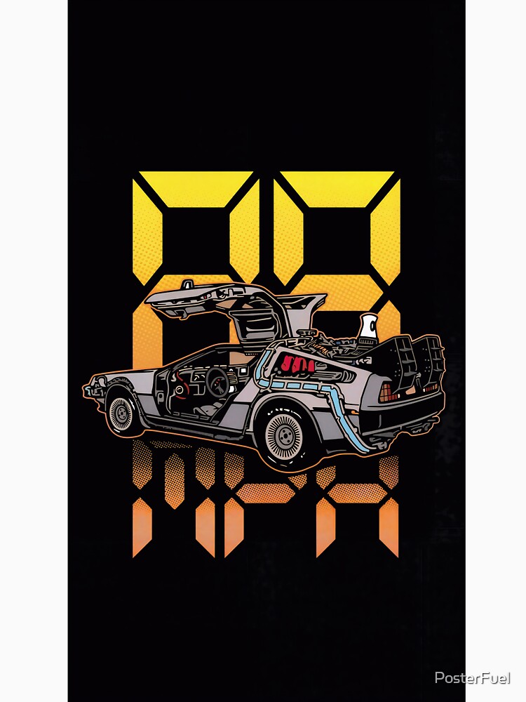 Retro Time Travel Car Art – Neon Tech Inspired Illustration by PosterFuel