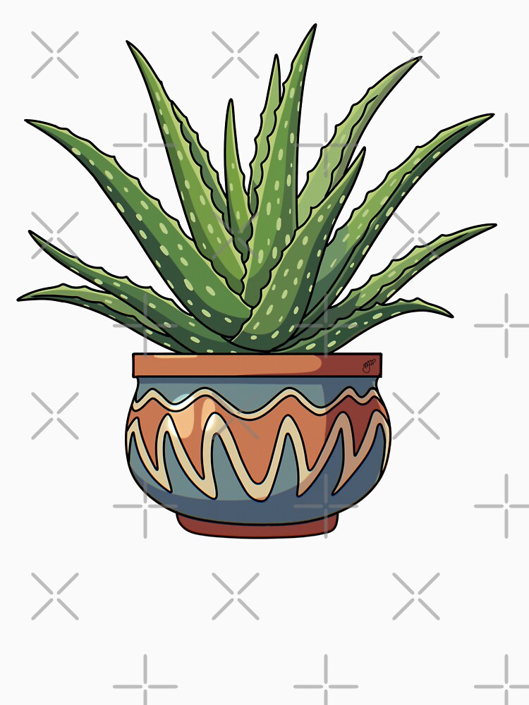 The Aloe Vera Succulent - Boho Geometric Pot Illustration by TheRogueStudio