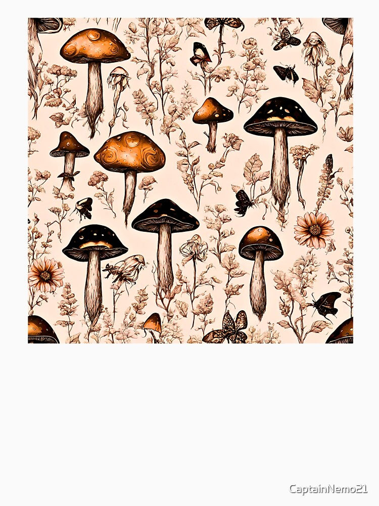 Dark Cottagecore Whimsigoth Mushroom Pattern by CaptainNemo21