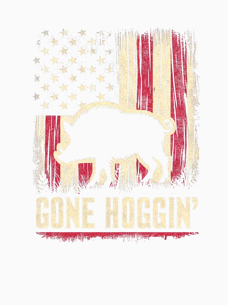 Boar Hunter Gone Hoggin Vintage American Flag Wild Hog by taaddison50
