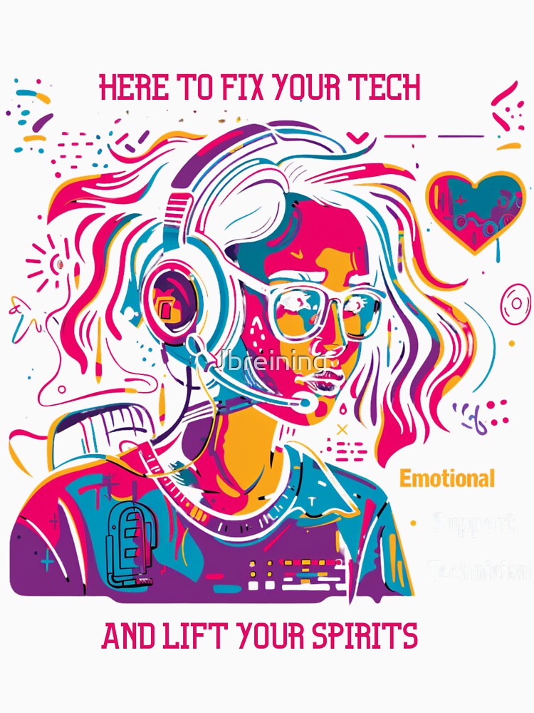 Colorful Emotional Support Technician - Vibrant Tech Design by Jbreining