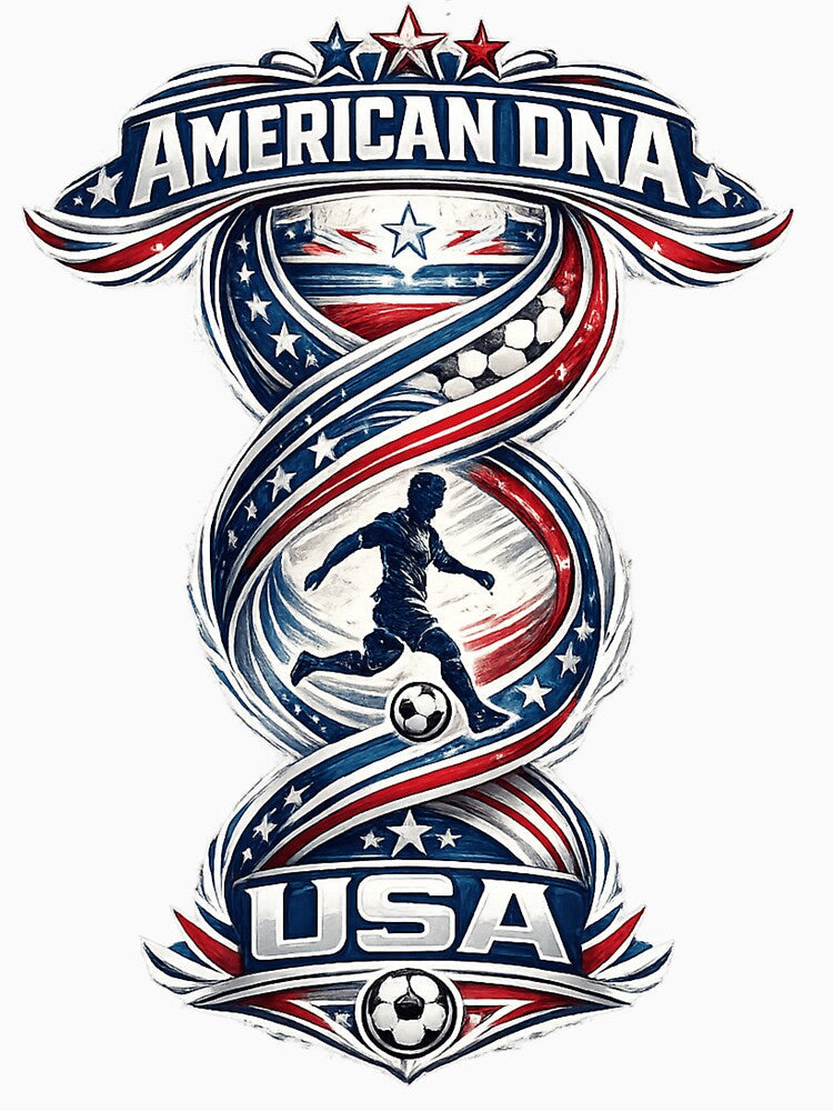American DNA Football | USA Soccer Fan Design by Atlas Ink Lab Unisex , , , Long Sleeve Tee