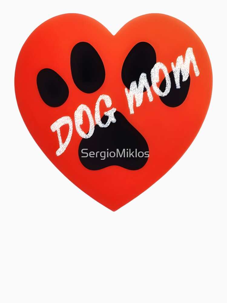 DOG MOM HEART STICKER | Red Heart & Paw Print Decal | Cute Pet Lover Gift & Dog Mom Appreciation Art by SergioMiklos