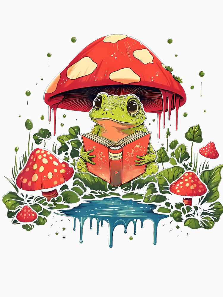 Cute Cottagecore Mushroom Frog Aesthetic Girls Women Graphic by AndreaBonnie