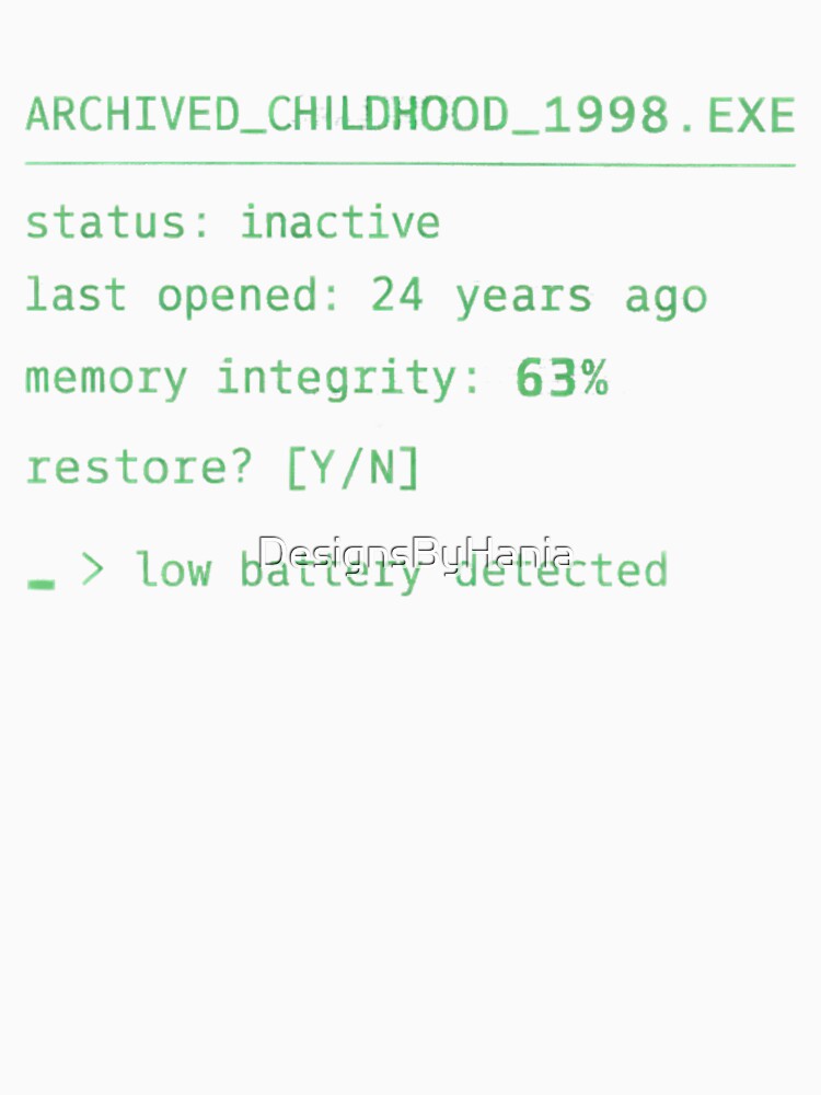 Archived Childhood 1998 – Restore? [Y/N] by DesignsByHania