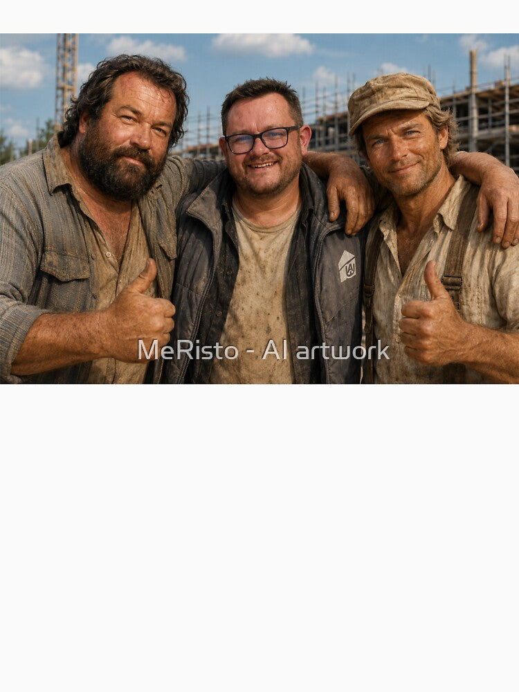 Construction buddies after a job well done by MeRisto - AI artwork