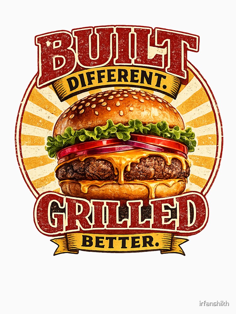 Bullet Different Grilled Better: Retro Badge Cheeseburger Quality Design by irfanshikh