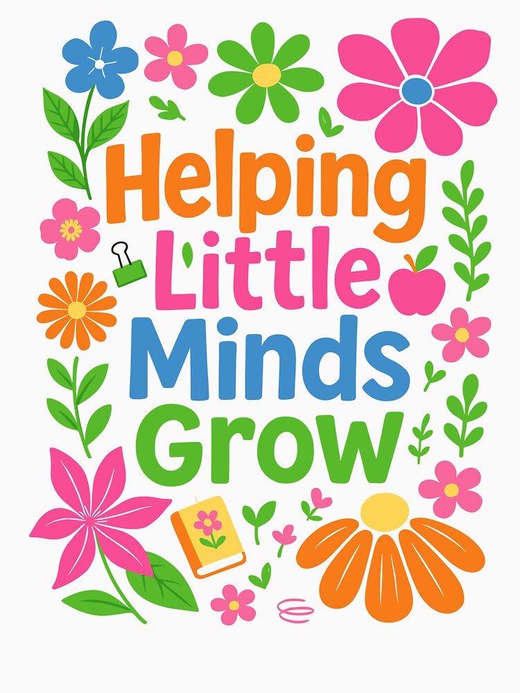 Helping Little Minds Grow Cute Teacher Shirt Preschool & Kindergarten Education Quote by TheVogueVibes