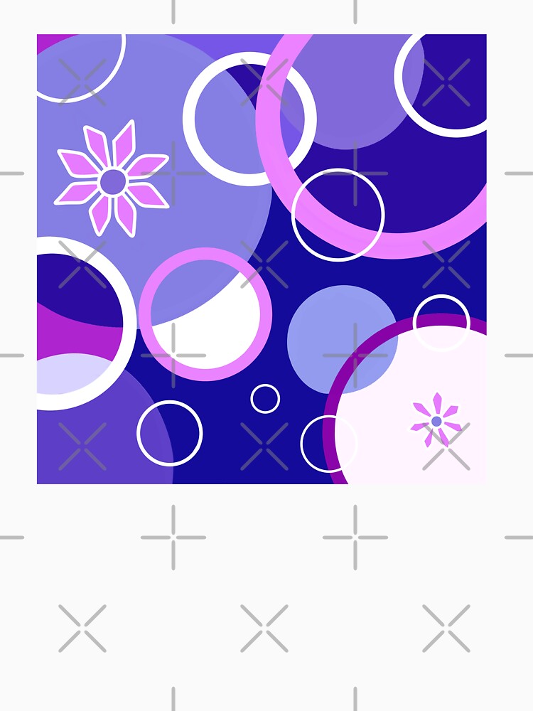Blue Geometric Circles Floral Boho by Sartoris Art