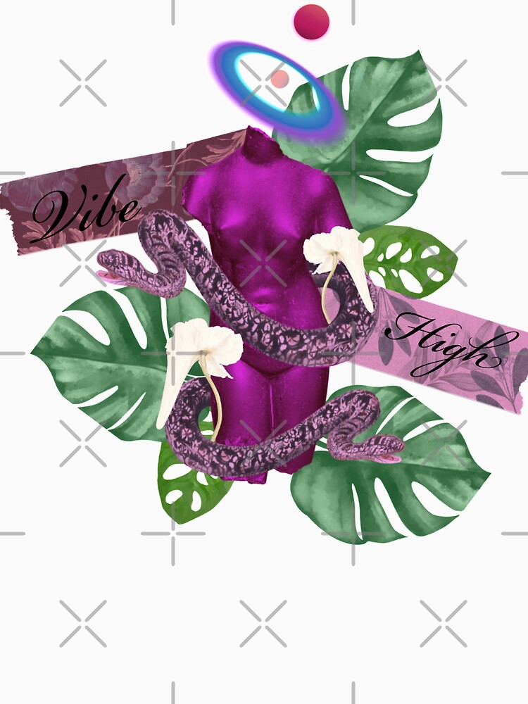 Vibe high Greek  stone and nature with snakes and trippy flower 3 purple by VantaTheArtist