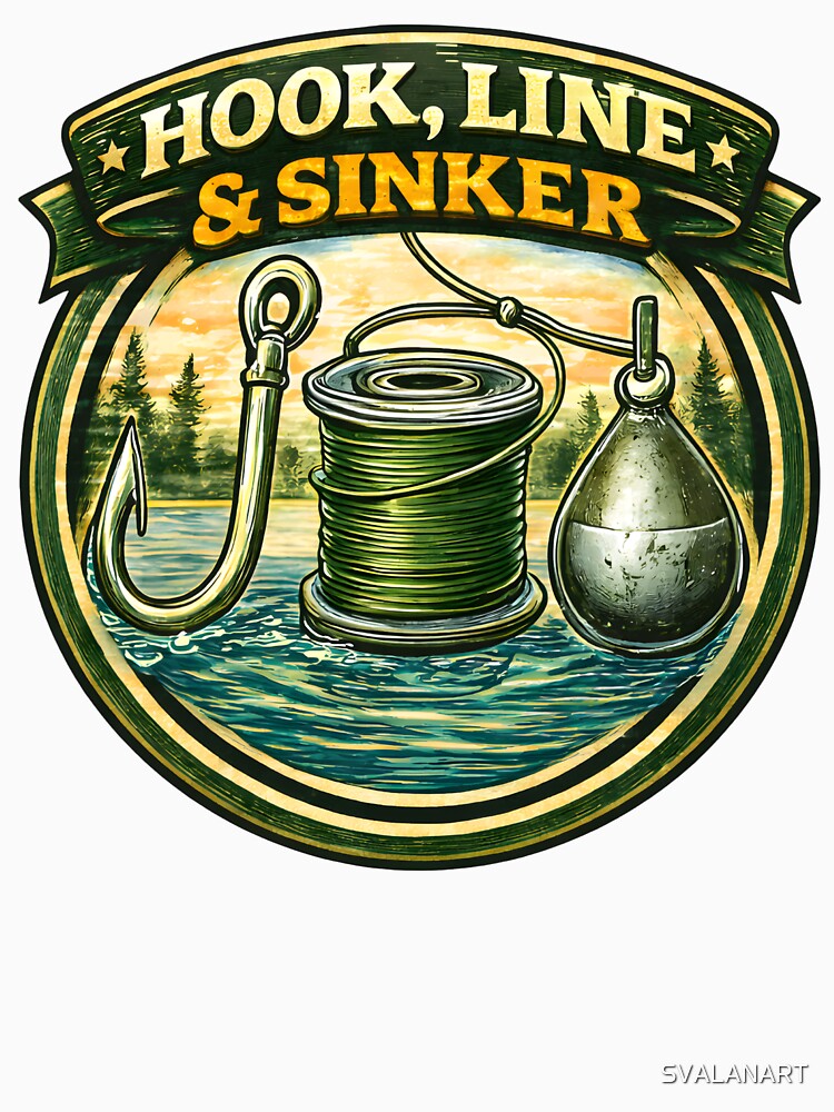 Hook Line & Sinker – Classic Fishing Gear Design by SVALANART