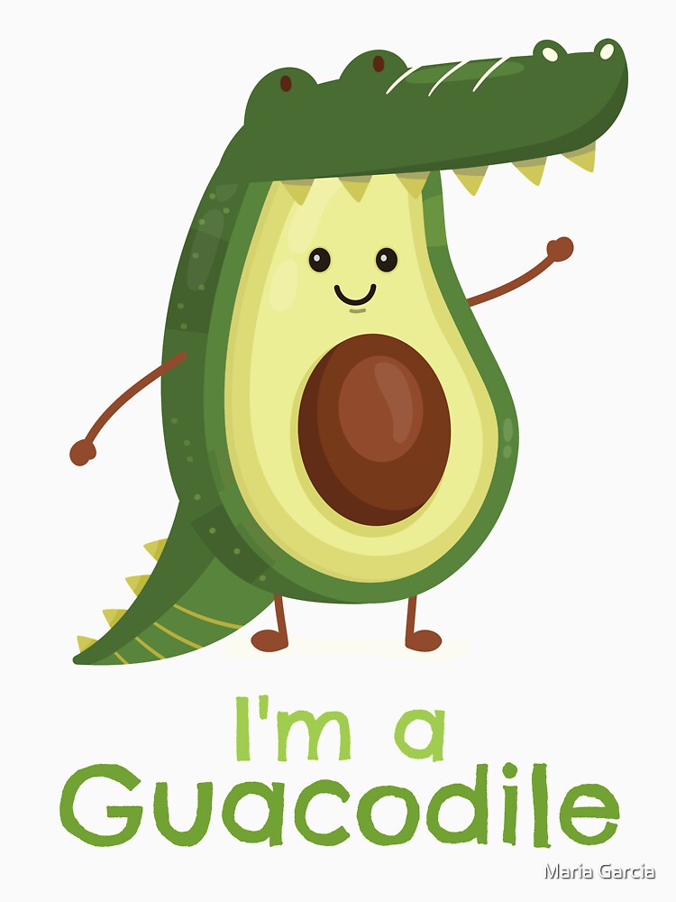 Cute Avocado Guacamole Crocodile Guacodile by Maria Garcia