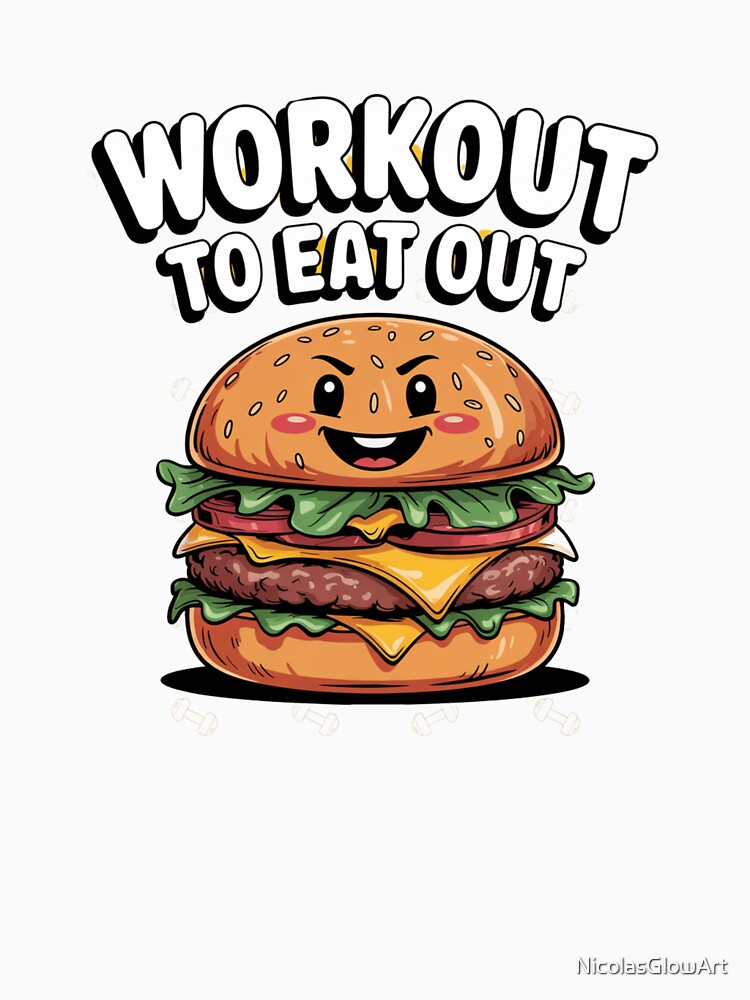 Workout To Eat Out | T-Shirt by NicolasGlowArt